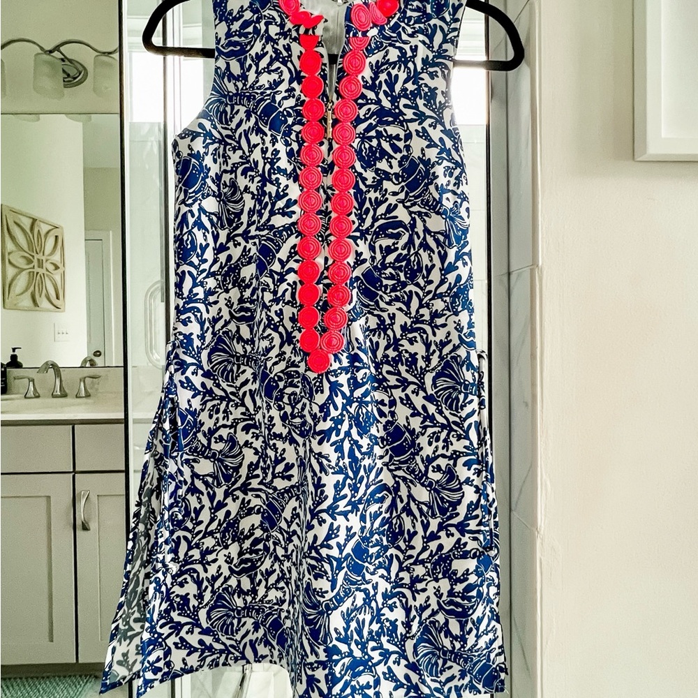 Lilly Pultizer Jonna Shift Romper Womens 00 Blue Krillin It Oyster Bay Lobster
